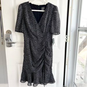 Adrianna Papell black and white women’s polka dot dress. Size 6